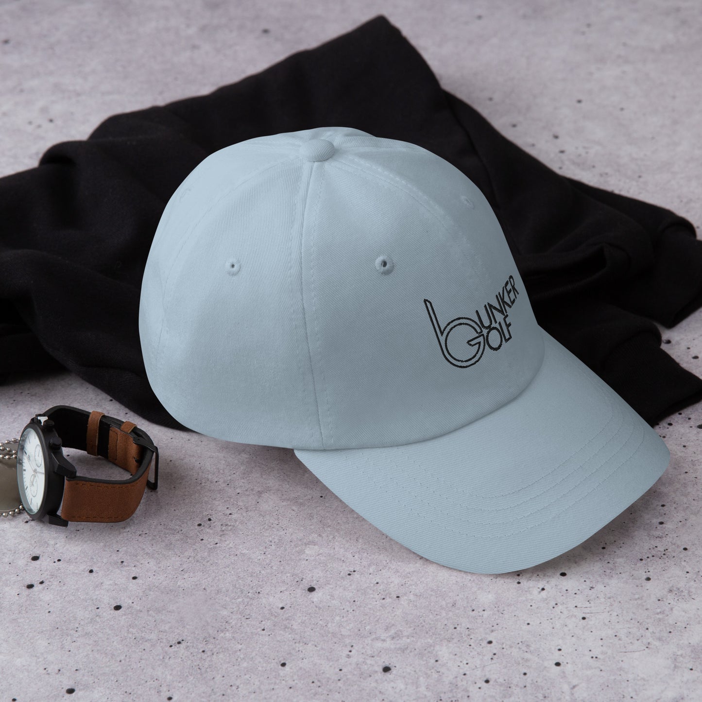 Bunker bG Dad hat (black stitching)